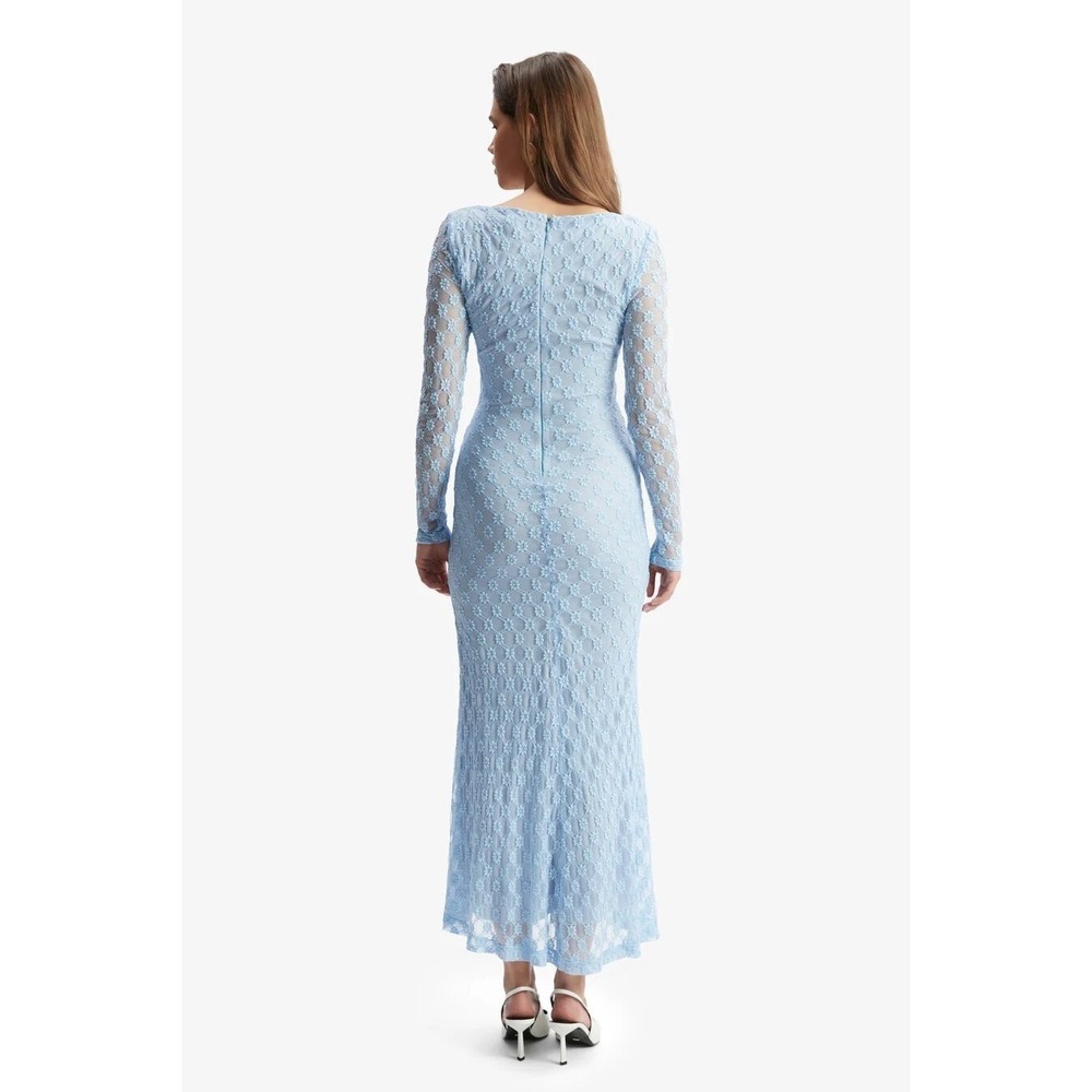Bardot Light Blue Lace Square Neck Long Sleeve Maxi Dress Cornflower - Picture 6 of 13